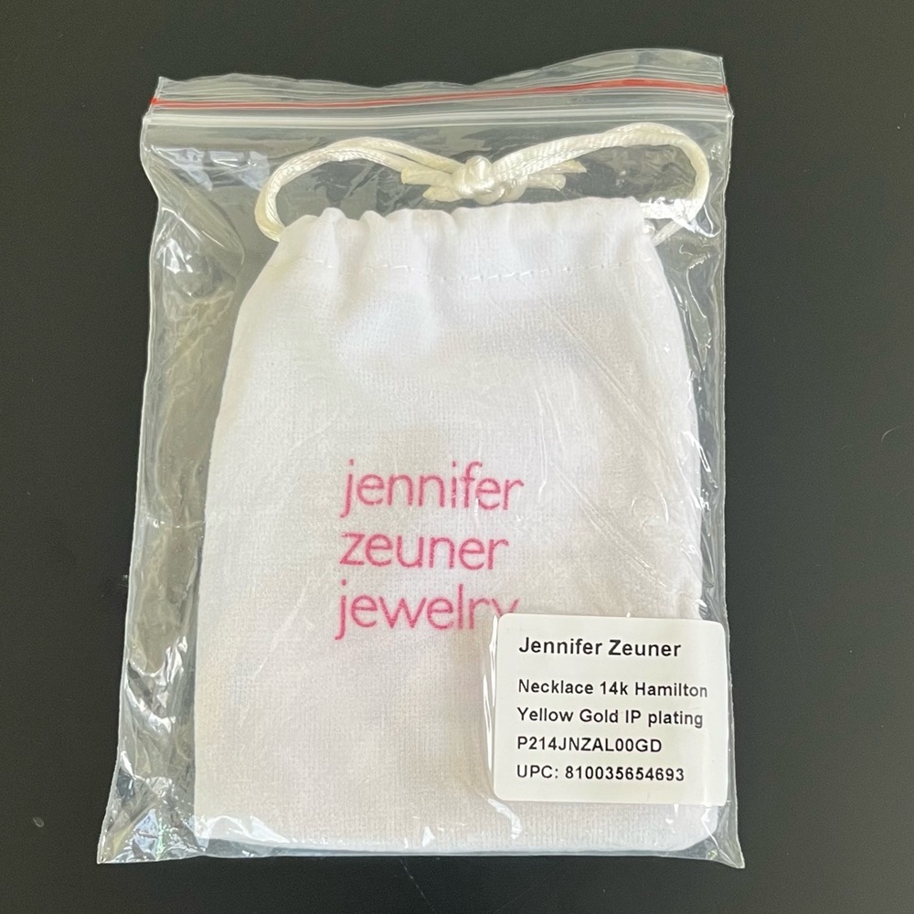 Gold Plated sterling silver Jennifer Zeuner lay-flat herringbone necklace gift - Picture 3 of 4
